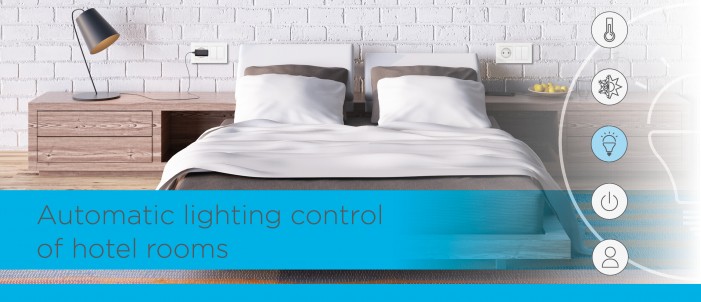Automatic lighting control of hotel rooms photo